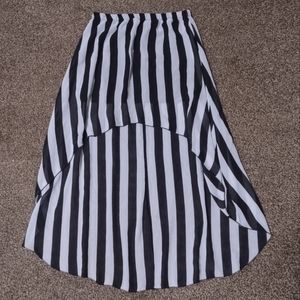 Black and white striped high low skirt size medium